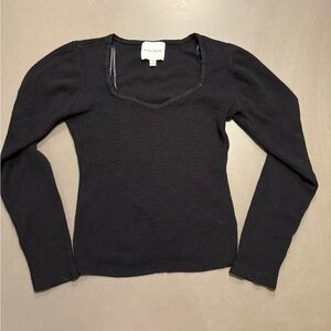 Pink Rose Soft Elegant Black Long Sleeve Tee